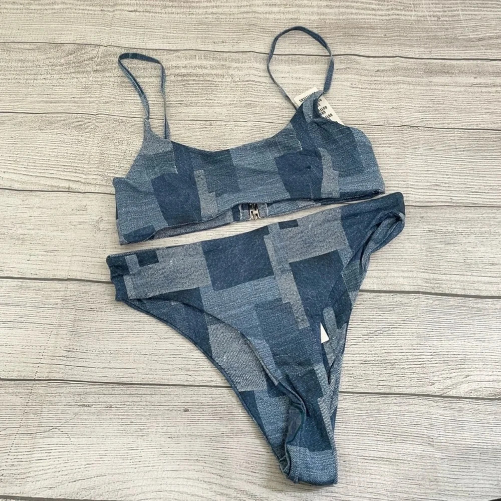 Urban Outfitters NWT Out From Under Denim Print Bikini